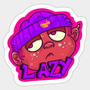 Lazy Cartoon Design Sticker